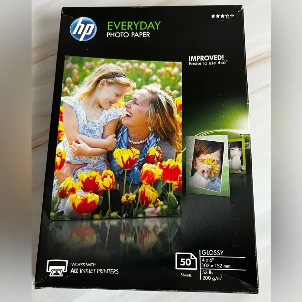 HP Inkjet Glossy Photo Paper Black Packaging 50 Sheets 4x6